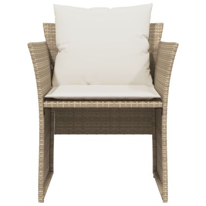 Градински стол с табуретка за крака бежов полиратан