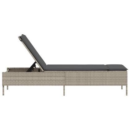 Шезлонг с шалте, светлосив, полиратан