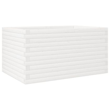 Градински сандък, бял, 90x60x46 см, масивна борова дървесина