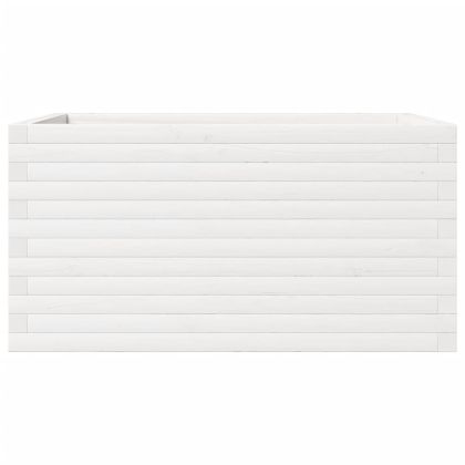 Градински сандък, бял, 90x60x46 см, масивна борова дървесина