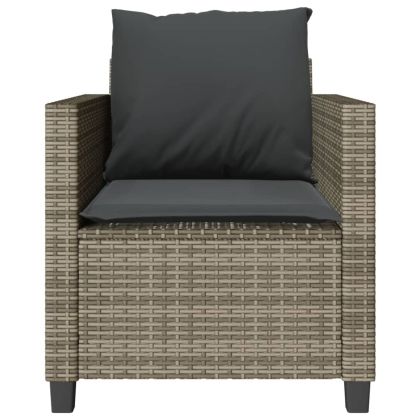 Бистро комплект с възглавници 3 части сив полиратан