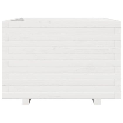 Градински сандък, бял, 70x70x49,5 см, масивна борова дървесина