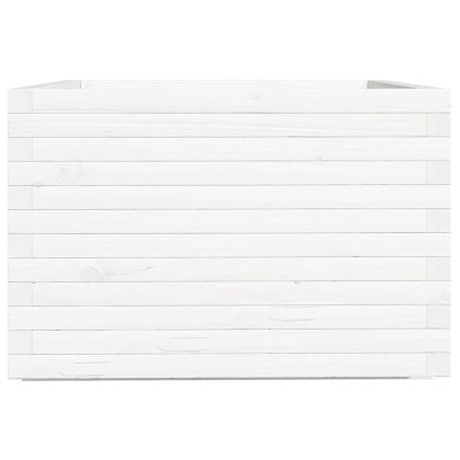 Градински сандък, бял, 70x70x49,5 см, масивна борова дървесина
