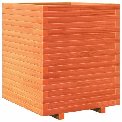 Градинска кашпа, восъчнокафява, 60x60x72 см, борово дърво масив