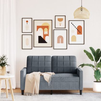 2-местен диван, тъмносив, 120 см, кадифе