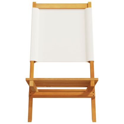 Сгъваеми градински столове, 6 бр, кремави, плат и дърво масив