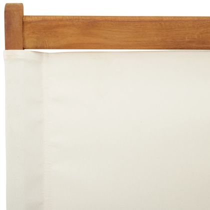 Сгъваеми градински столове, 6 бр, кремави, плат и дърво масив