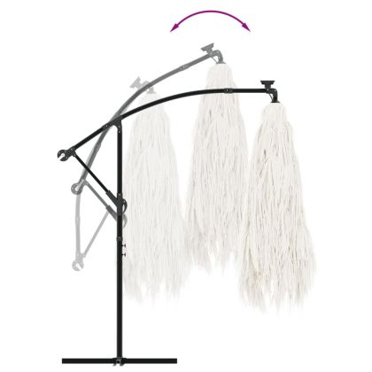 Градински чадър със стоманен прът, бял, 290x290x238 см