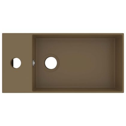 Мивка за баня с преливник, керамична, матово кремава