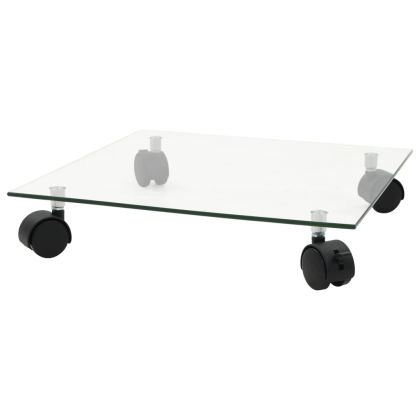 Стойки за саксии с колела 2 бр закалено стъкло 35x35 см квадрат