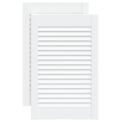 Врати за шкафове решетен дизайн 2 бр бял 61,5x39,4 см бор масив