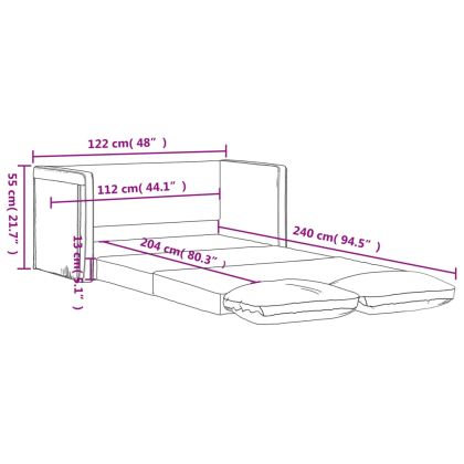 Подов разтегателен диван 2-в-1 черен 122x204x55 см кадифе