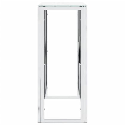 Конзолна маса сребро 70x30x70 см неръждаема стомана и стъкло