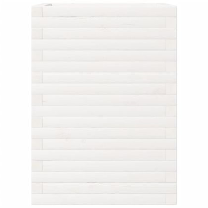 Градински сандък, бял, 50x50x68,5 см, масивна борова дървесина