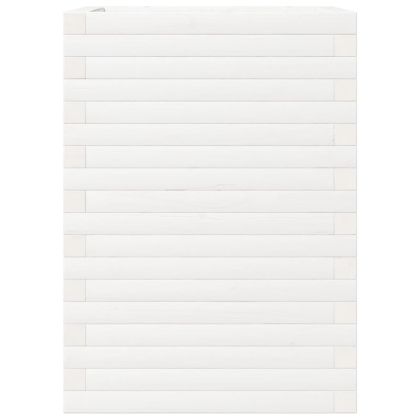 Градински сандък, бял, 50x50x68,5 см, масивна борова дървесина