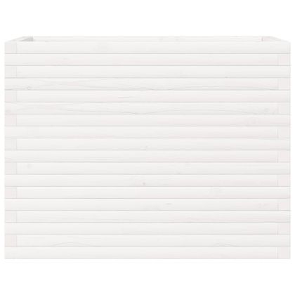 Градински сандък, бял, 90x40x68,5 см, масивна борова дървесина