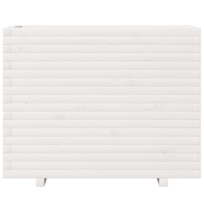 Градински сандък, бял, 90x40x72,5 см, масивна борова дървесина