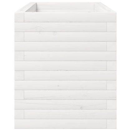 Градински сандък, бял, 90x40x49,5 см, масивна борова дървесина