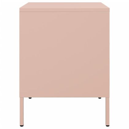 Нощни шкафчета, 2 бр, розови, 36x39x50,5 см, стомана