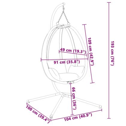 Висящ стол яйце със стойка, таупе, текстил и стомана