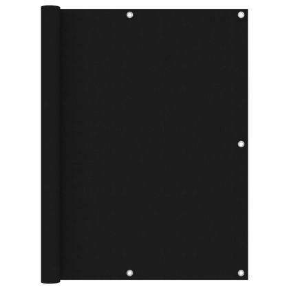 Балконски параван, черен, 120x600 см, плат оксфорд