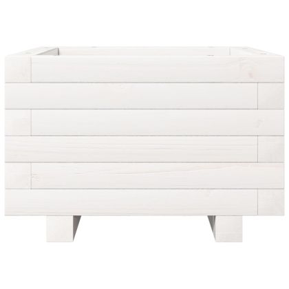 Градински сандък, бял, 40x40x26,5 см, масивна борова дървесина