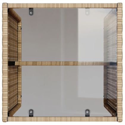 Градински диван с възглавници, 4 части, бежов полиратан