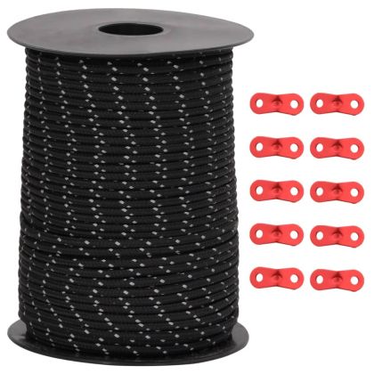 Опъващо въже за палатка с рефлекторни ленти и ключове 50 м 3 мм