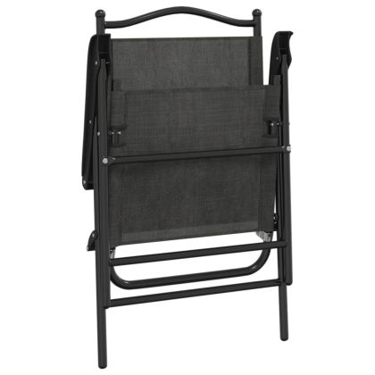 Сгъваеми градински столове 8 бр меланж сив стомана и текстилен