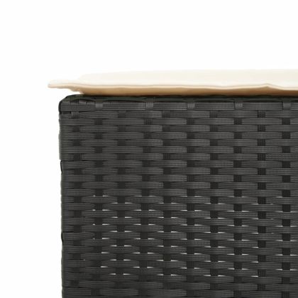 Градински бар табуретки с възглавници, 2 бр, черен полиратан