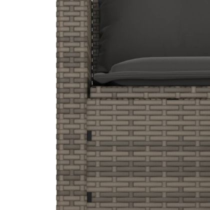 Градински комплект с възглавници, 3 части, сив, полиратан