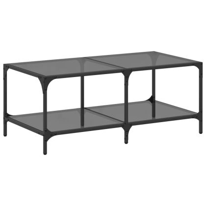 Маса за кафе с черен стъклен плот 98,5x50x40 см стомана