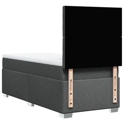 Боксспринг легло с матрак, тъмносиво, 100x200 см, плат