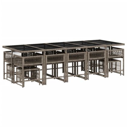 Градински комплект с възглавници 15 части полиратан сив