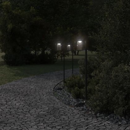 Външни подови лампи, 3 бр, черни, 60 см, неръждаема стомана