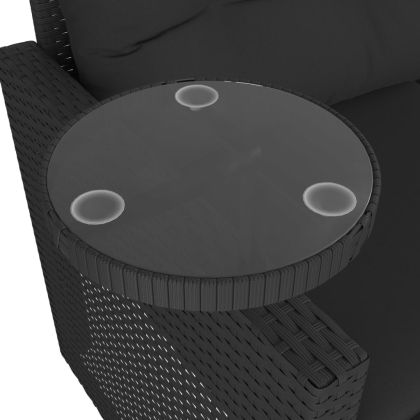 Градински комплект с възглавници, 3 части, черен полиратан