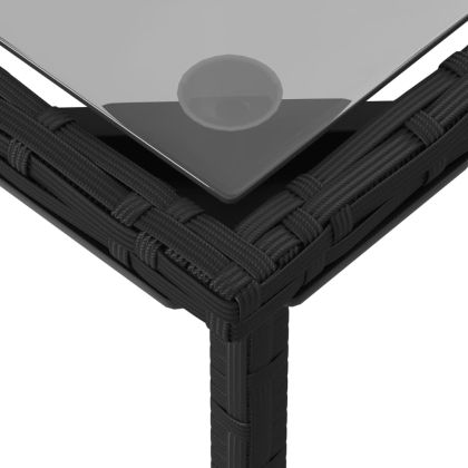 Градински комплект с възглавници, 3 части, черен полиратан