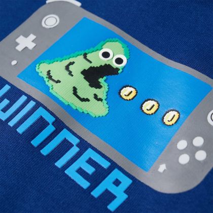 Детски суитшърт с качулка, тъмносин, 128