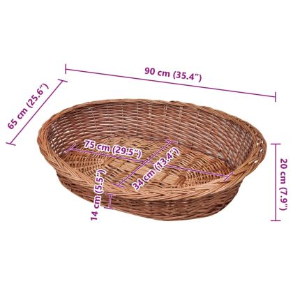 Върбова кошница/легло за куче, естествен цвят, 90 см
