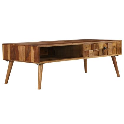 Маса за кафе, акация масив, финиш цвят пчелен мед, 110x50x37 cм