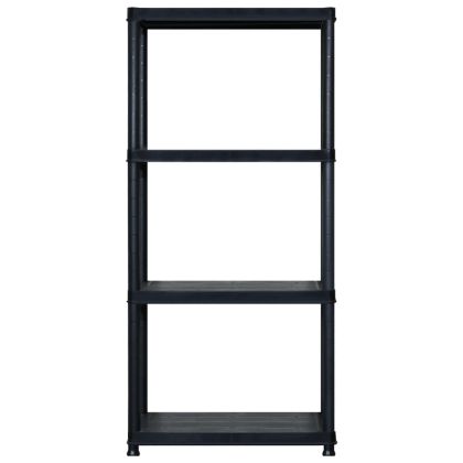 Стелаж за съхранение с 4 рафта черен 183x30,5x130 см пластмаса