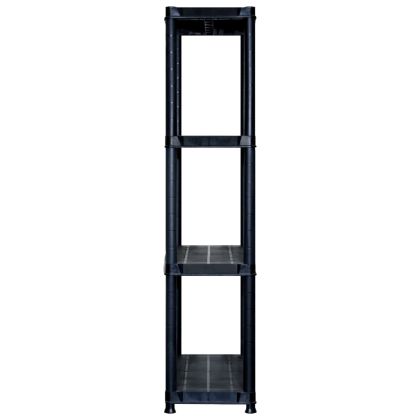 Стелаж за съхранение с 4 рафта черен 183x30,5x130 см пластмаса