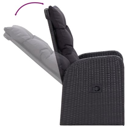 Градински трапезен комплект възглавници 9 части черен