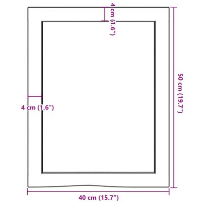 Плот за баня 40x50x(2-6) см необработено масивно дърво