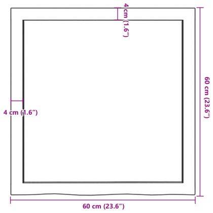 Плот за баня 60x60x(2-6) см необработено масивно дърво