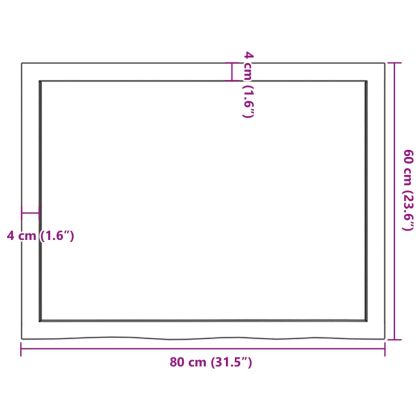 Плот за маса тъмнокафяв 80x60x(2-6) см обработен масивен дъб