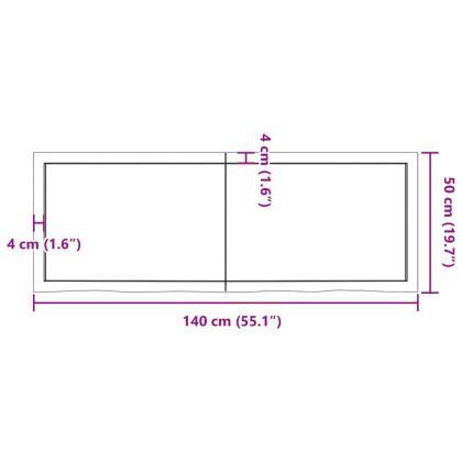 Плот за маса тъмнокафяв 140x50x(2-4) см обработен масивен дъб