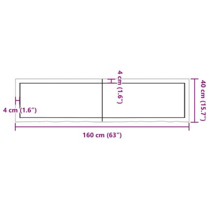 Плот за маса тъмнокафяв 160x40x(2-4) см обработен масивен дъб