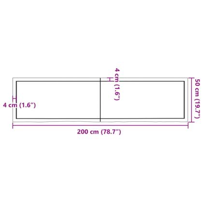 Плот за маса тъмнокафяв 200x50x(2-4) см обработен масивен дъб
