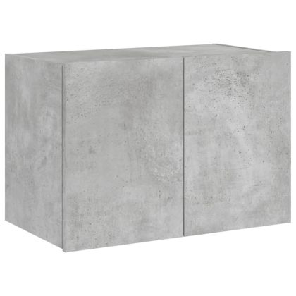 Стенен ТВ шкаф с LED осветление, бетонно сив, 60x35x41 см